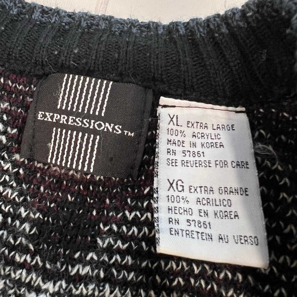 Expressions Vintage Diamond Knit Acrylic Cardigan Sweater Men's size XL Blue - Picture 3 of 5